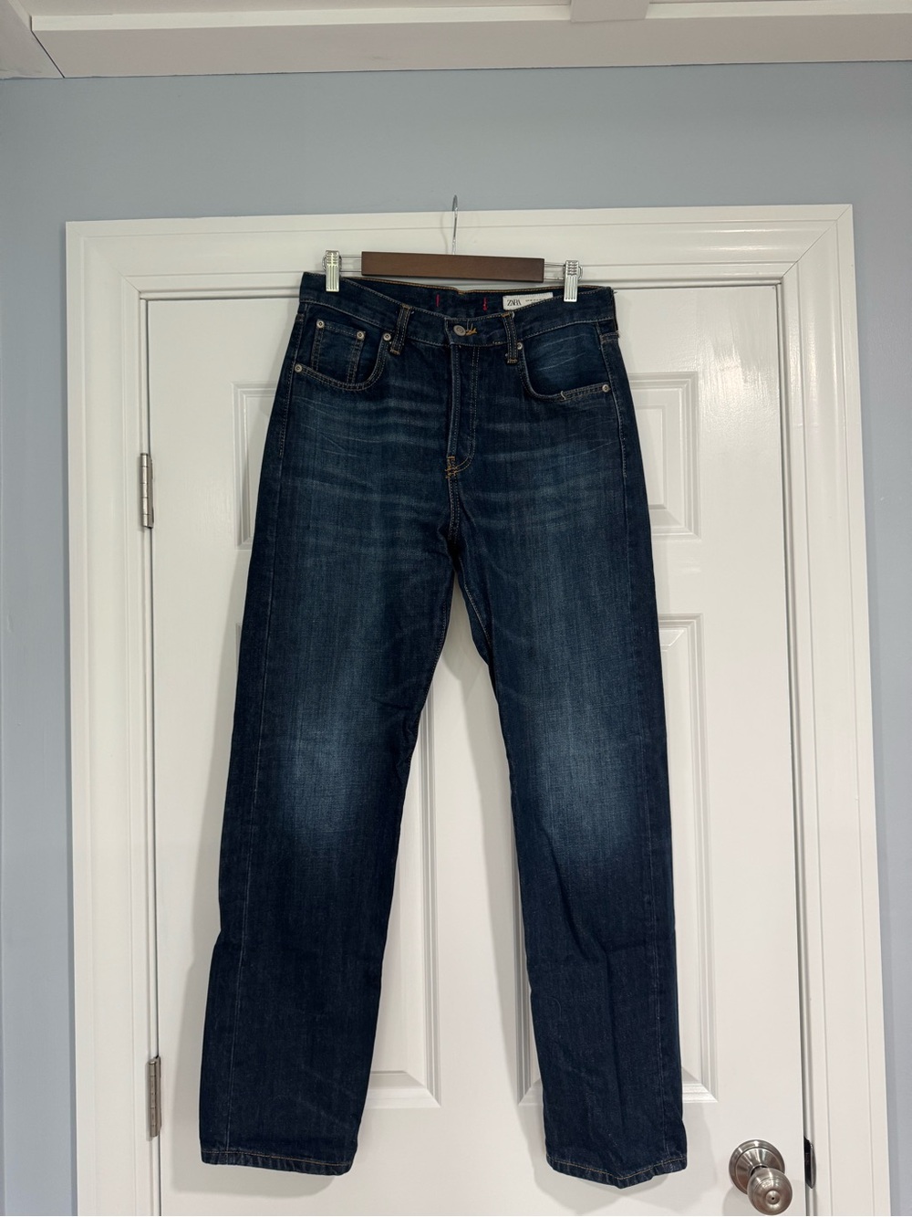Zara Women's Dark Blue Straight-Leg Jeans
